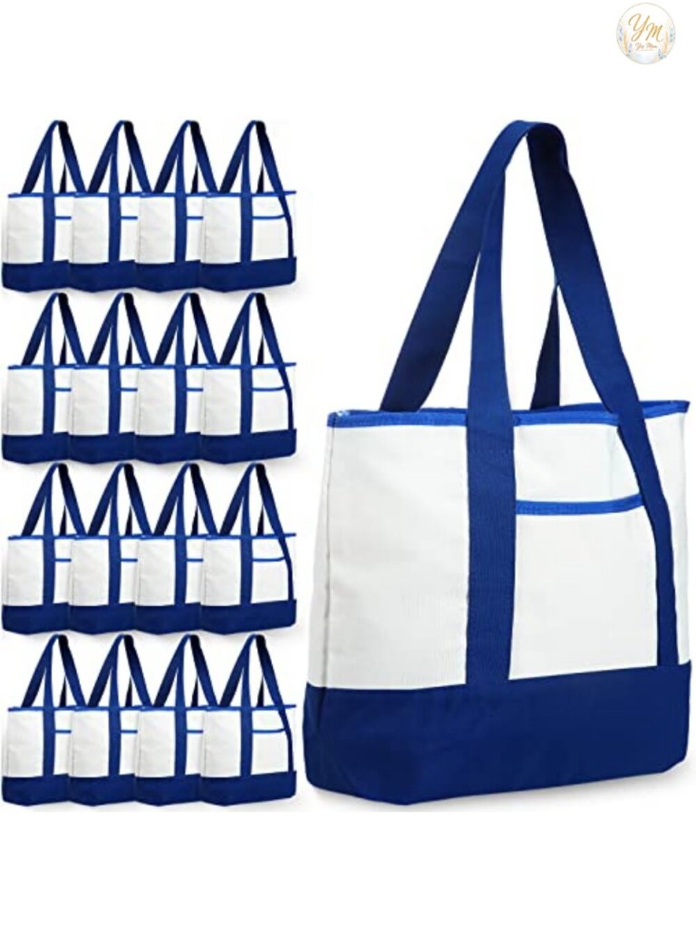 Large 18x14x5 Cotton Polyester Canvas Reusable DIY Tote Bag for Shopping and